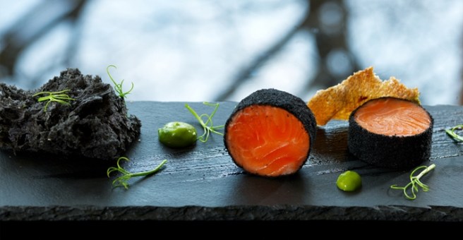 Ballotine de salmão do The Tasting Room do hotel Le Quartier Français, África do Sul